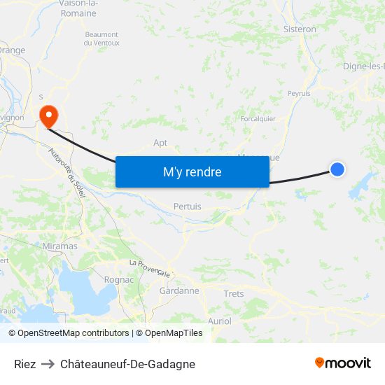 Riez to Châteauneuf-De-Gadagne map