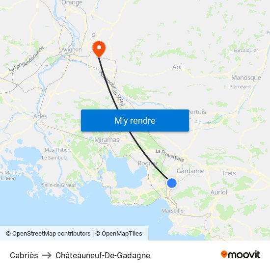 Cabriès to Châteauneuf-De-Gadagne map