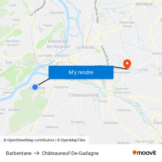 Barbentane to Châteauneuf-De-Gadagne map