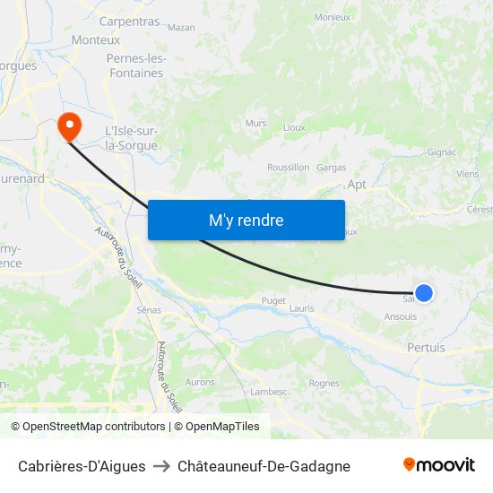 Cabrières-D'Aigues to Châteauneuf-De-Gadagne map