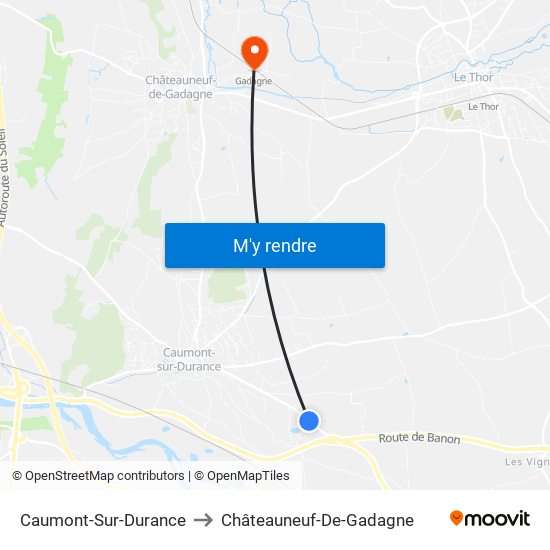 Caumont-Sur-Durance to Châteauneuf-De-Gadagne map