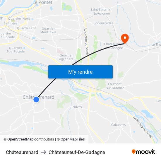 Châteaurenard to Châteauneuf-De-Gadagne map