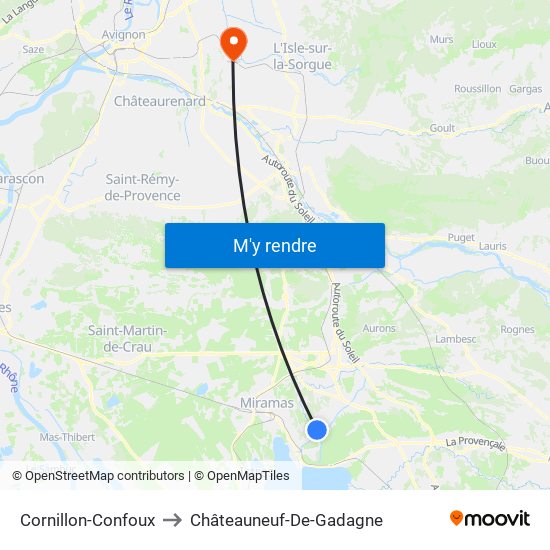 Cornillon-Confoux to Châteauneuf-De-Gadagne map
