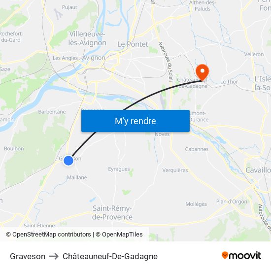 Graveson to Châteauneuf-De-Gadagne map