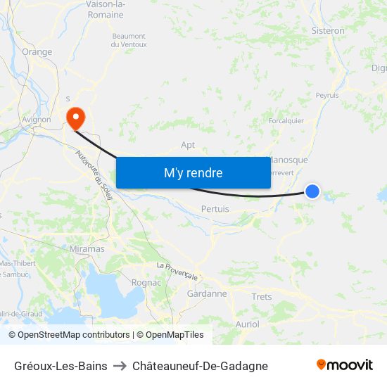 Gréoux-Les-Bains to Châteauneuf-De-Gadagne map
