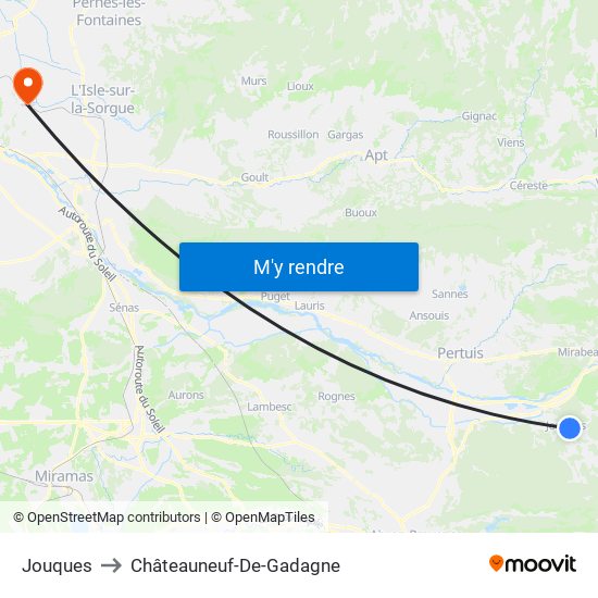 Jouques to Châteauneuf-De-Gadagne map
