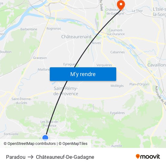 Paradou to Châteauneuf-De-Gadagne map