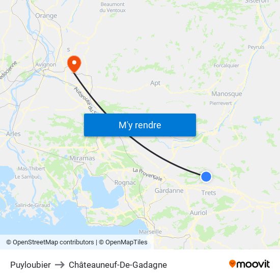 Puyloubier to Châteauneuf-De-Gadagne map