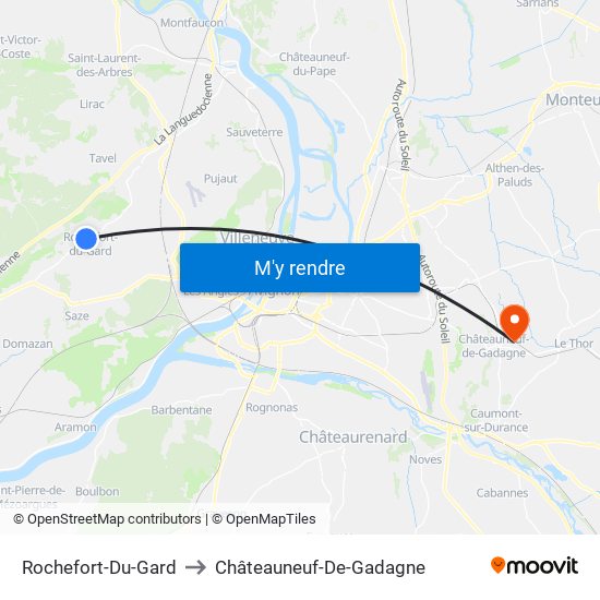 Rochefort-Du-Gard to Châteauneuf-De-Gadagne map