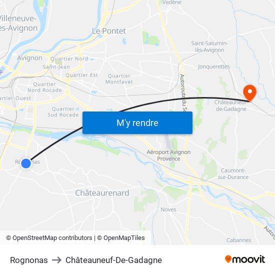 Rognonas to Châteauneuf-De-Gadagne map