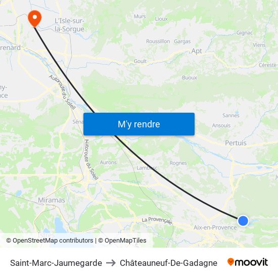 Saint-Marc-Jaumegarde to Châteauneuf-De-Gadagne map