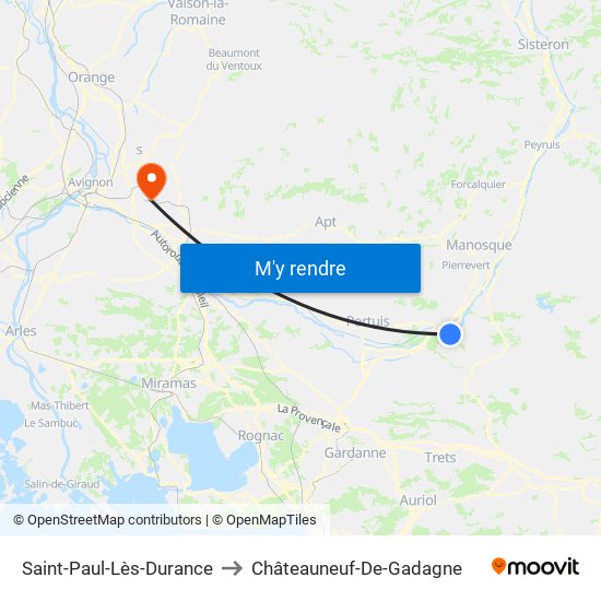 Saint-Paul-Lès-Durance to Châteauneuf-De-Gadagne map