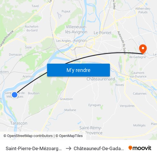 Saint-Pierre-De-Mézoargues to Châteauneuf-De-Gadagne map