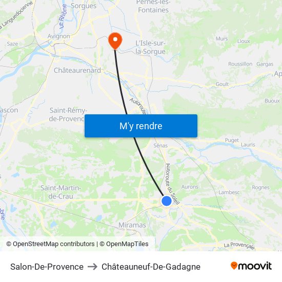 Salon-De-Provence to Châteauneuf-De-Gadagne map