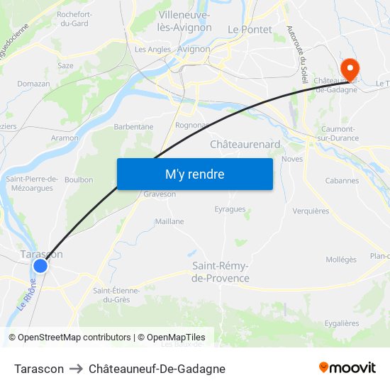 Tarascon to Châteauneuf-De-Gadagne map