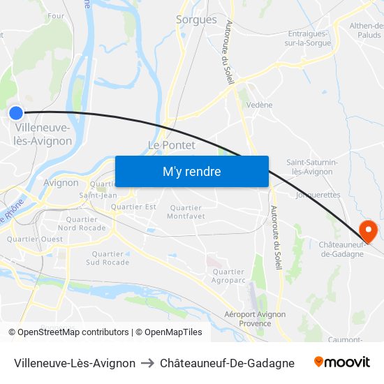 Villeneuve-Lès-Avignon to Châteauneuf-De-Gadagne map