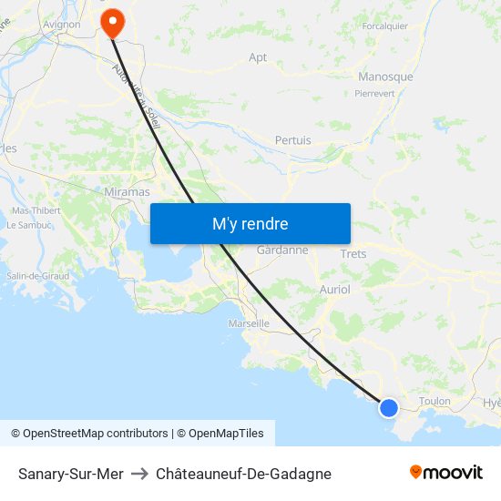 Sanary-Sur-Mer to Châteauneuf-De-Gadagne map