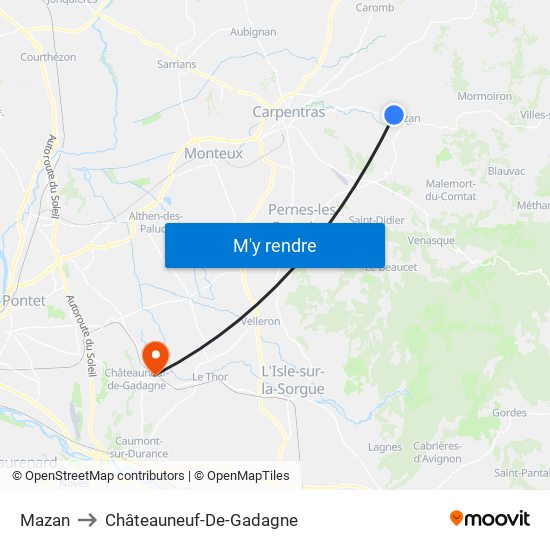 Mazan to Châteauneuf-De-Gadagne map