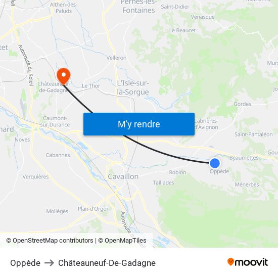 Oppède to Châteauneuf-De-Gadagne map