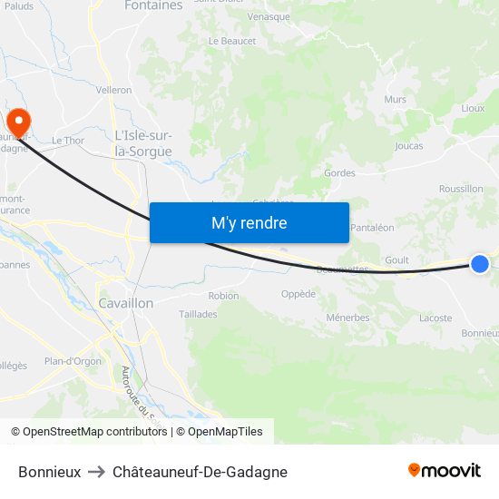 Bonnieux to Châteauneuf-De-Gadagne map
