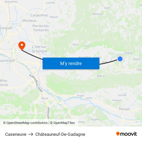 Caseneuve to Châteauneuf-De-Gadagne map