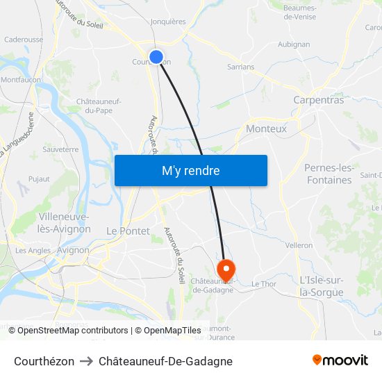 Courthézon to Châteauneuf-De-Gadagne map