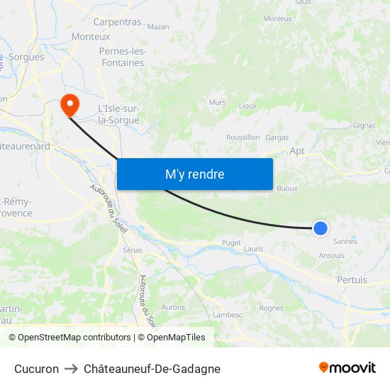 Cucuron to Châteauneuf-De-Gadagne map