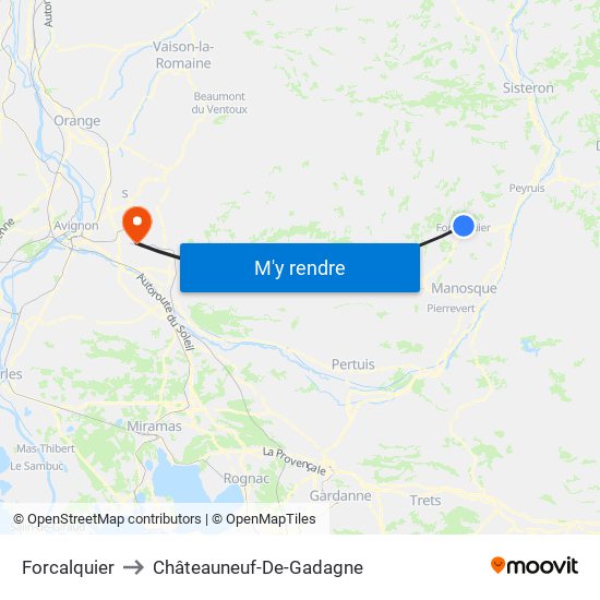 Forcalquier to Châteauneuf-De-Gadagne map