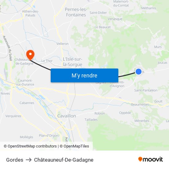 Gordes to Châteauneuf-De-Gadagne map