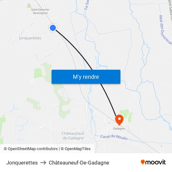 Jonquerettes to Châteauneuf-De-Gadagne map