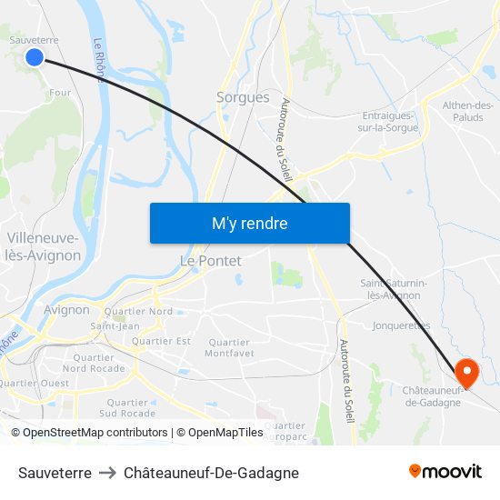 Sauveterre to Châteauneuf-De-Gadagne map