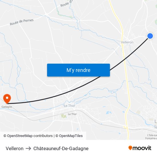 Velleron to Châteauneuf-De-Gadagne map