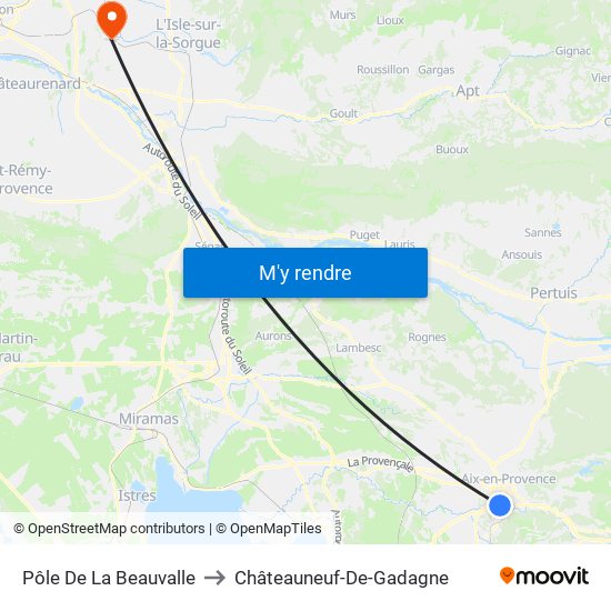 Pôle De La Beauvalle to Châteauneuf-De-Gadagne map