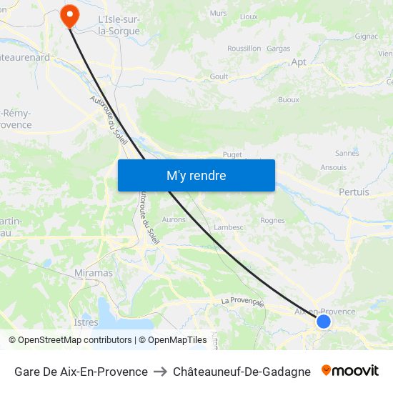 Gare De Aix-En-Provence to Châteauneuf-De-Gadagne map