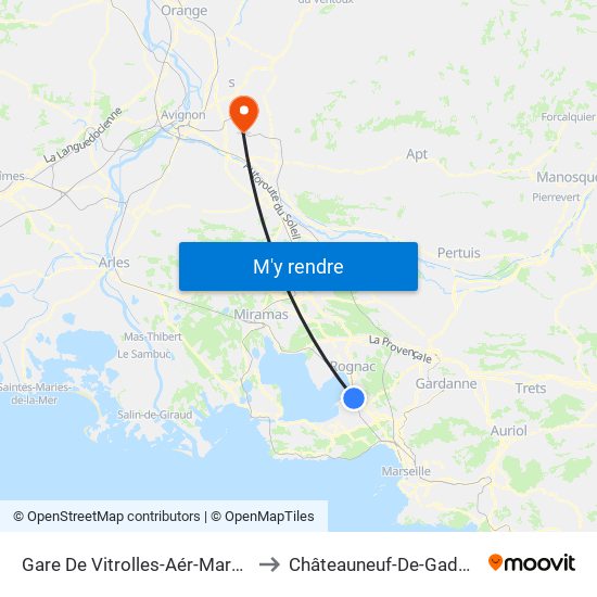 Gare De Vitrolles-Aér-Marseille to Châteauneuf-De-Gadagne map