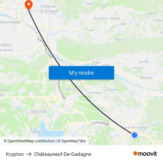 Krypton to Châteauneuf-De-Gadagne map