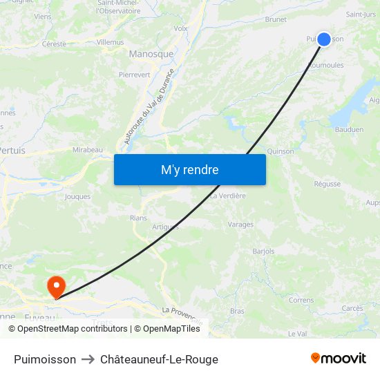 Puimoisson to Châteauneuf-Le-Rouge map