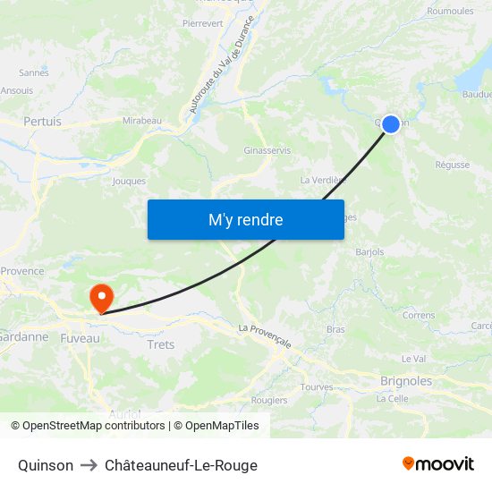 Quinson to Châteauneuf-Le-Rouge map