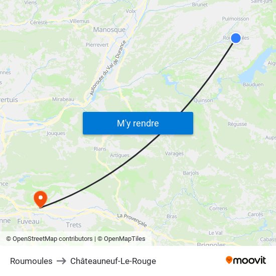 Roumoules to Châteauneuf-Le-Rouge map