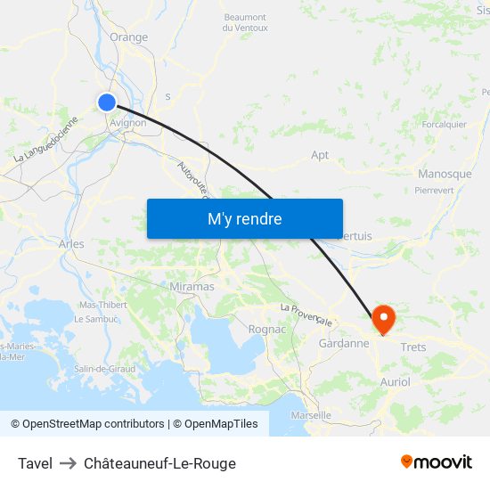 Tavel to Châteauneuf-Le-Rouge map
