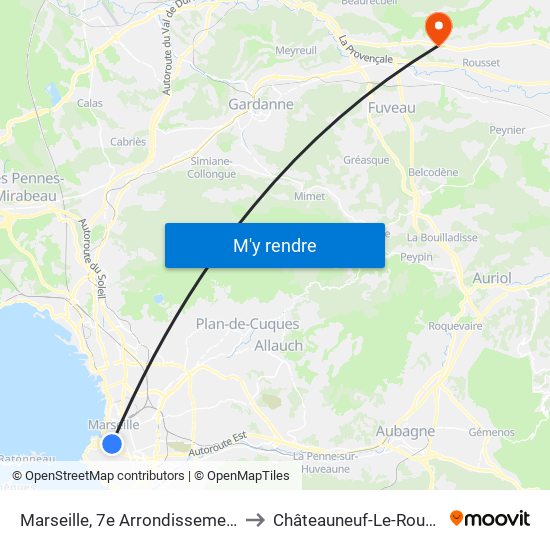 Marseille, 7e Arrondissement to Châteauneuf-Le-Rouge map