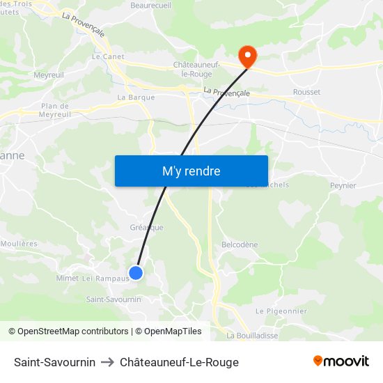 Saint-Savournin to Châteauneuf-Le-Rouge map