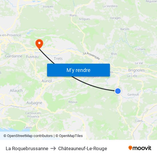 La Roquebrussanne to Châteauneuf-Le-Rouge map