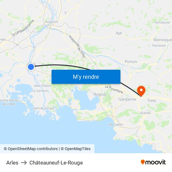 Arles to Châteauneuf-Le-Rouge map