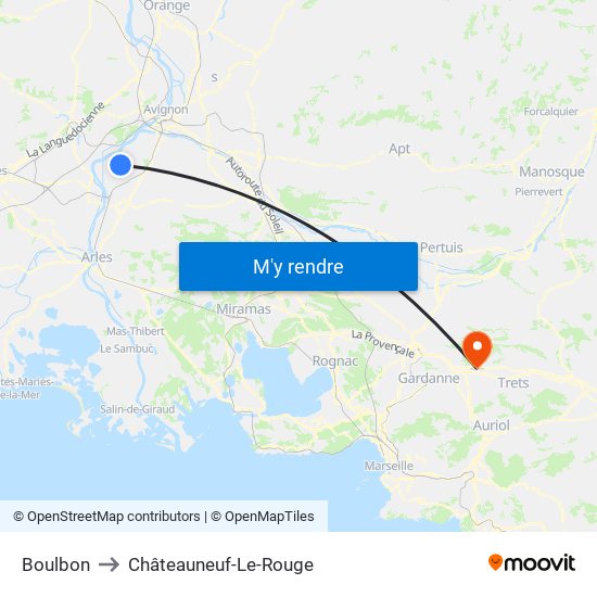Boulbon to Châteauneuf-Le-Rouge map