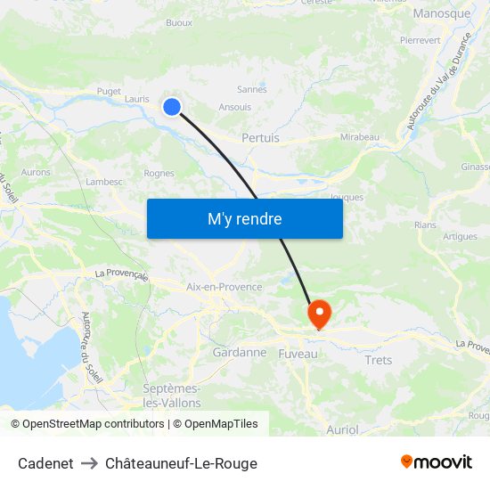 Cadenet to Châteauneuf-Le-Rouge map