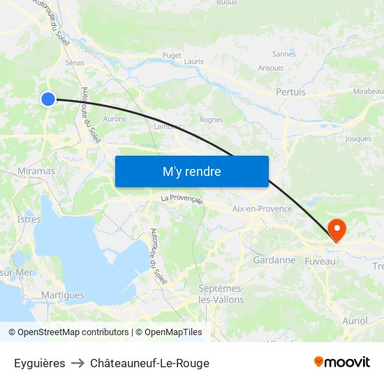 Eyguières to Châteauneuf-Le-Rouge map