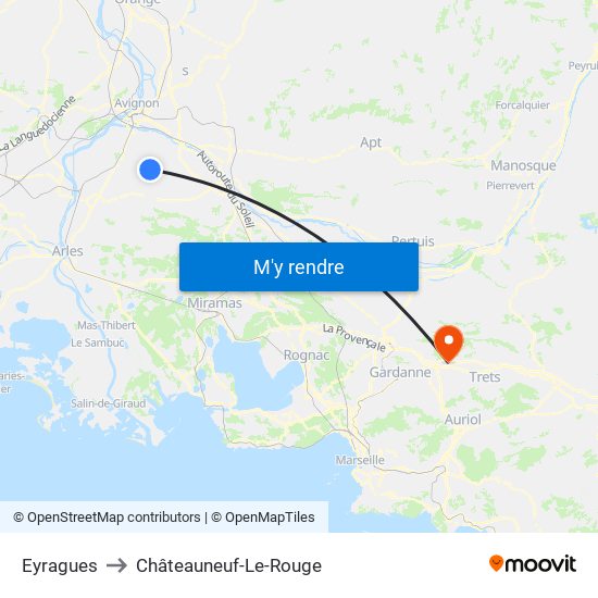 Eyragues to Châteauneuf-Le-Rouge map