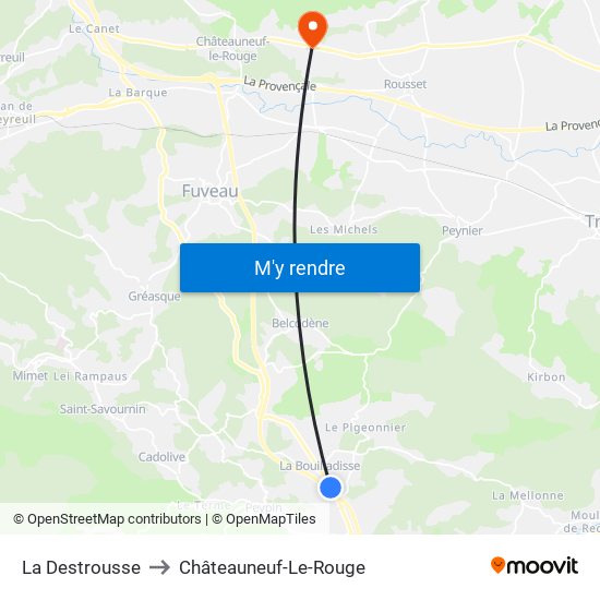 La Destrousse to Châteauneuf-Le-Rouge map