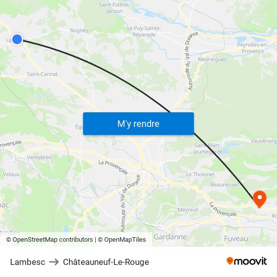 Lambesc to Châteauneuf-Le-Rouge map